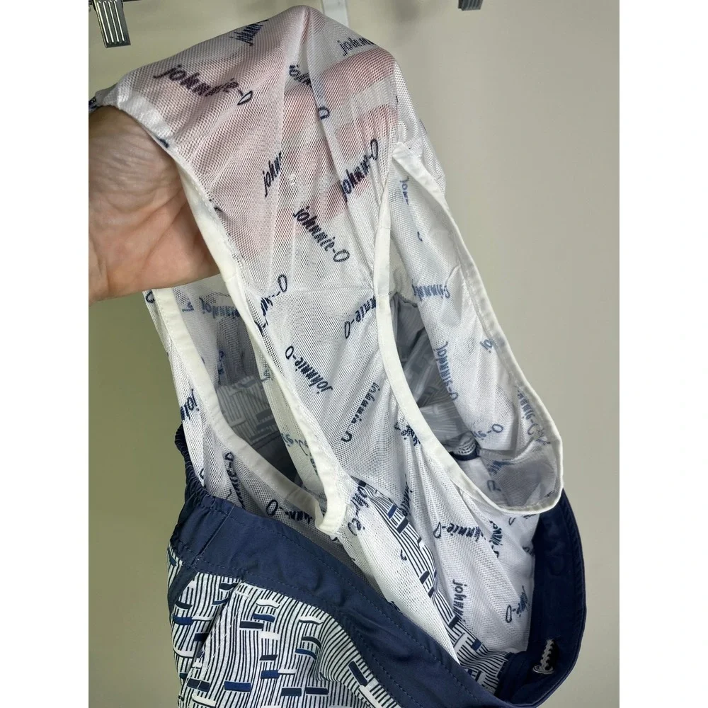 Johnnie-O M Twilight Milo Swim Trunks Blue Geometric Board Shorts Preppy Resort